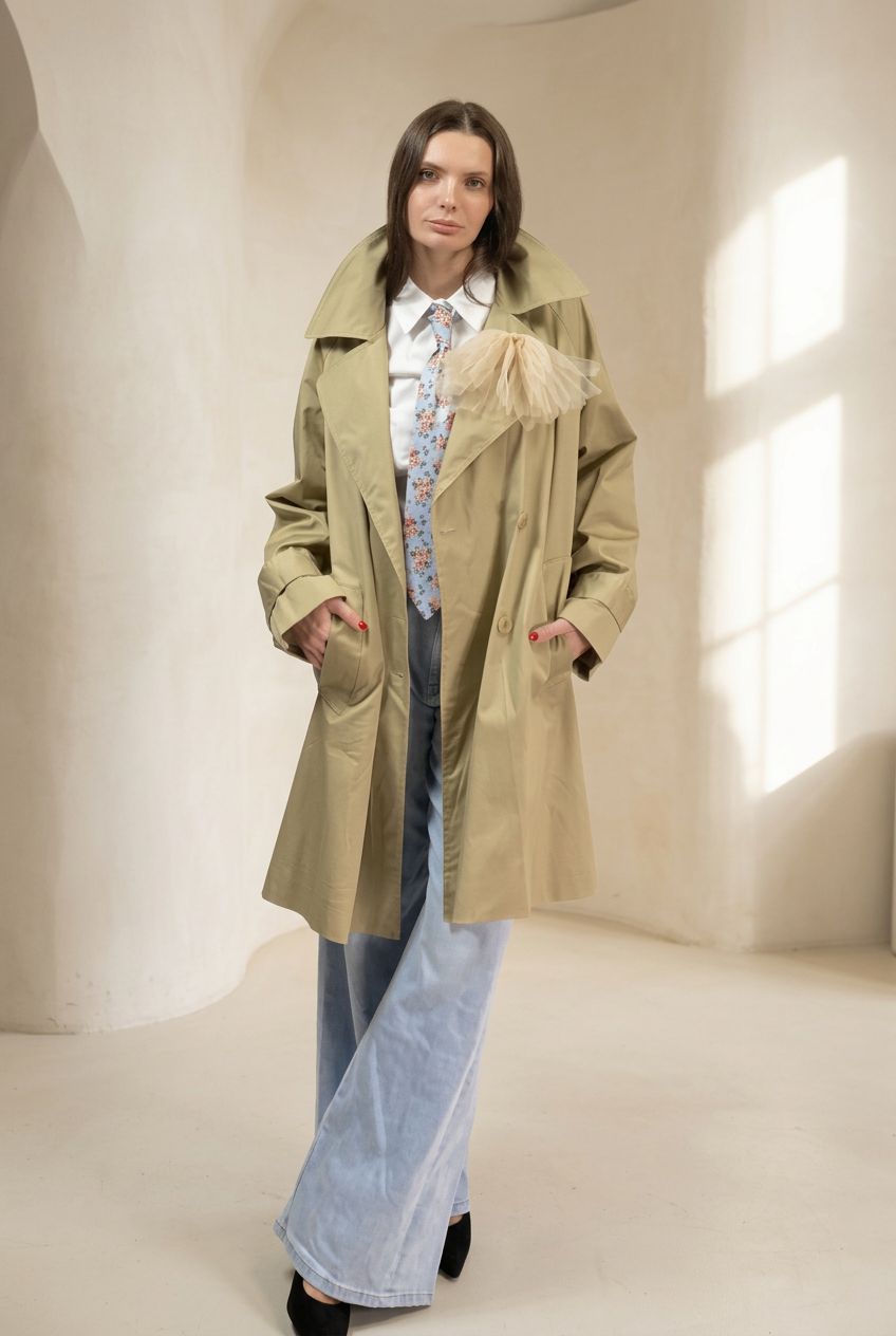Trench Colly vista frontale su sfondo avorio