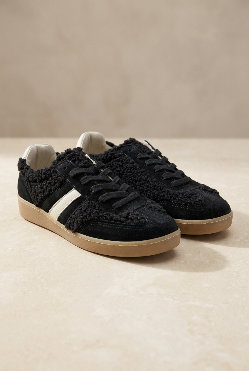 Sneakers Flip nere con dettagli testurizzati su fondo avorio