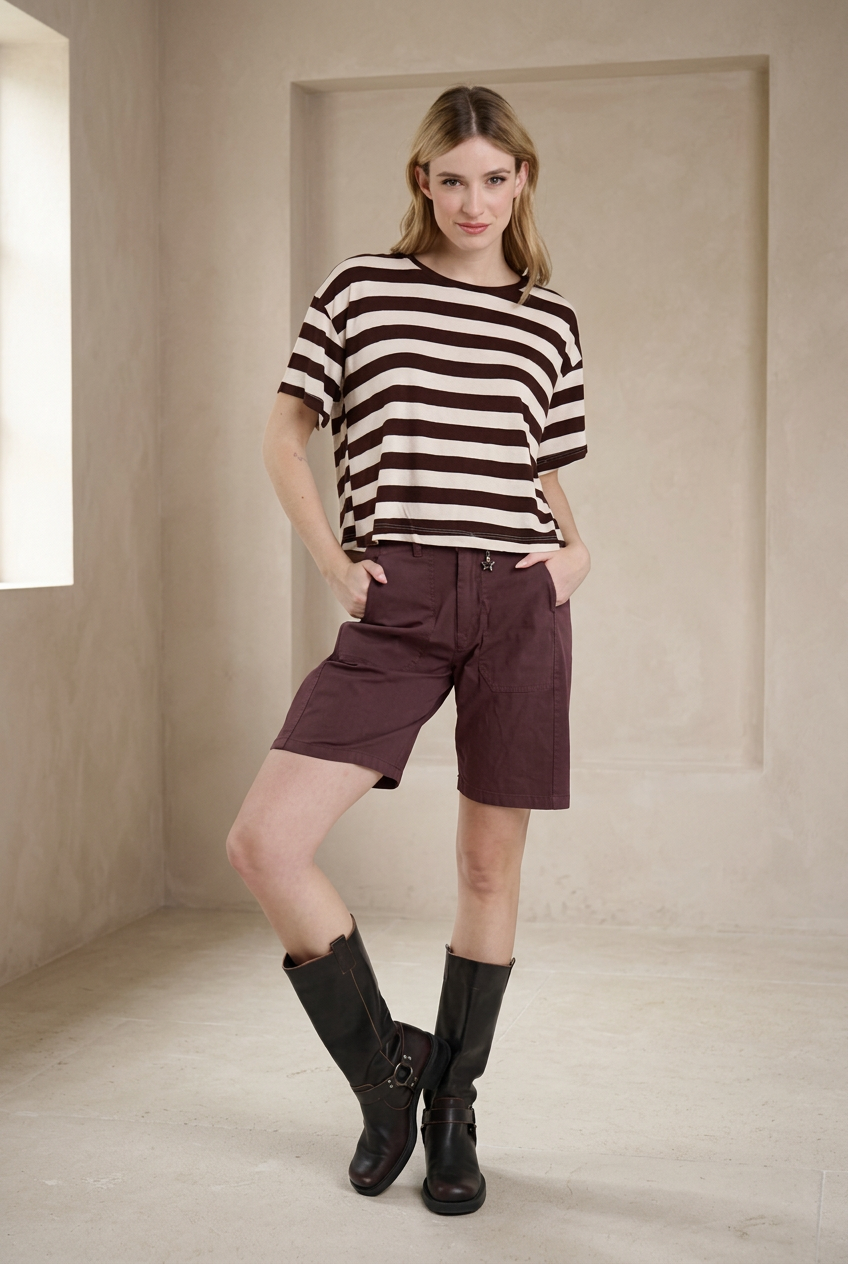 Bermuda Stellina bordeaux studio tortora