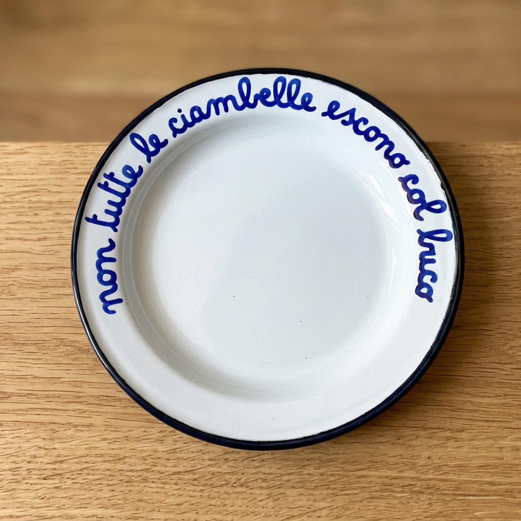 Piattino Non tutte le ciambelle escono col buco su rovere chiaro