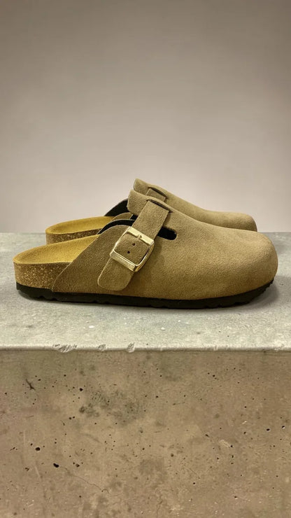 Ciabatta Rapanui pelle scamosciata taupe - vista di profilo
