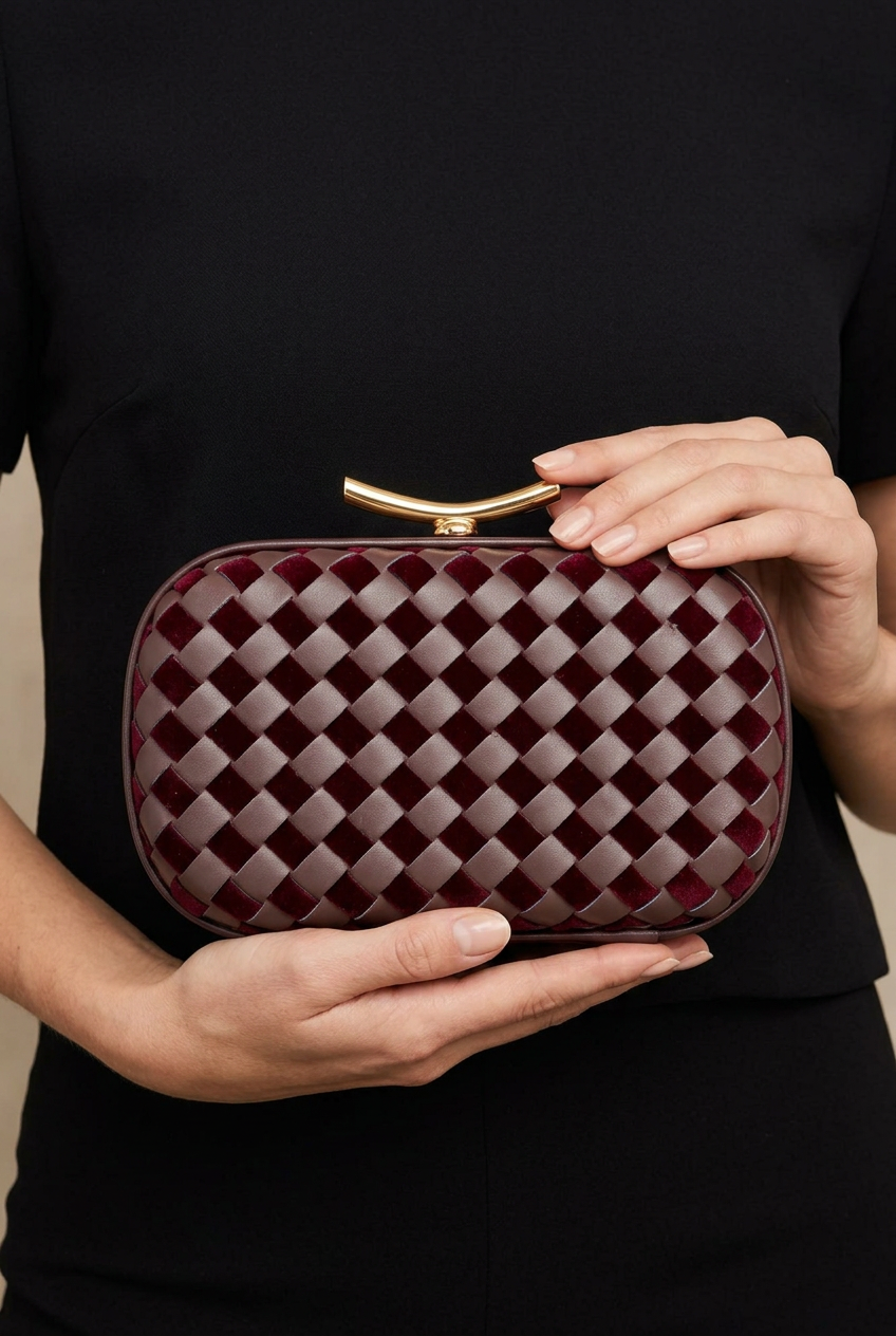 Borsa Ginevra bordeaux con modella