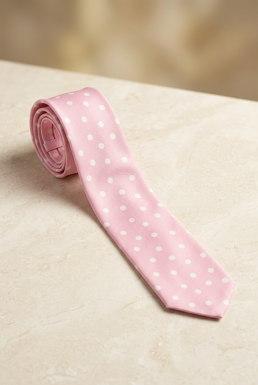 Cravatta Lumina rosa a pois appoggiata