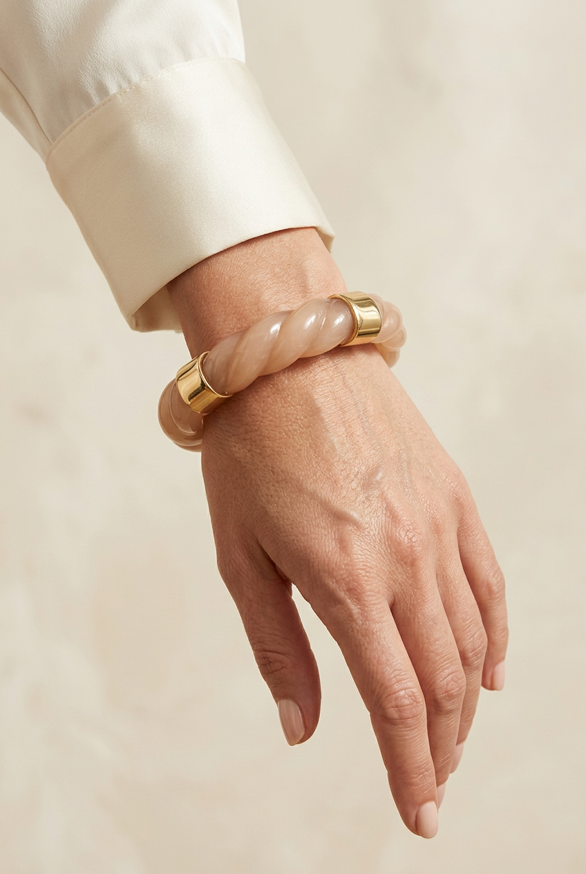 Bracciale Stones nude rosato indossato